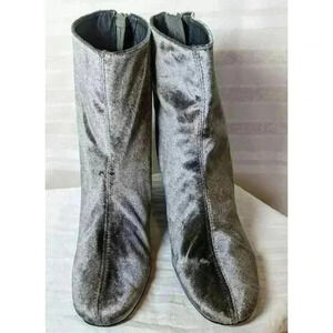 FREE PEOPLE GRAY VELVET 3" STACKED HEEL ANKLE BOOTS EU 41, US 10.5